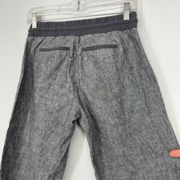 Athleta Bali Linen Ankle Pants Sz 2 Gray Pull On Drawstring Straight Crop 211388 - Picture 7 of 13